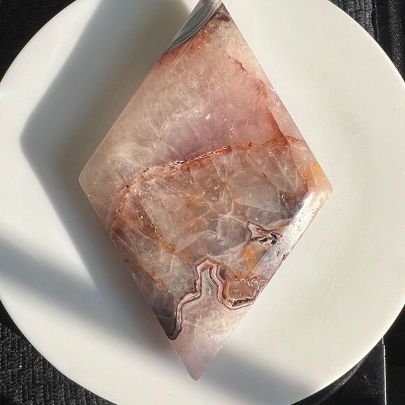 Amethyst and Crazy Lace Agate Mix Diamond with Zodiac Stand (#2) - Picture 3 of 12